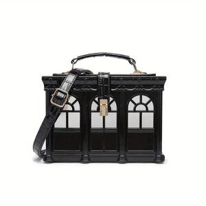 Elegant Black House-Shaped Crossbody Bag NWT​​